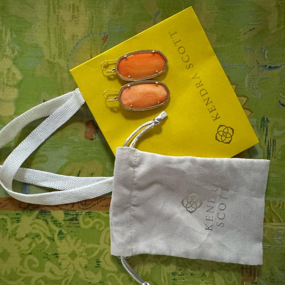 Kendra Scott Coral Elle Drop Earrings with Gold-Tone Frame
